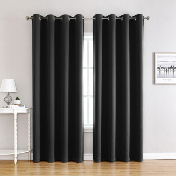 Flame-Resistant-Dimout-Blackout-Curtains-Black-01 Begoodtex® Flame Resistant Dimout Curtains with Silver Grommets, 1 Panel
