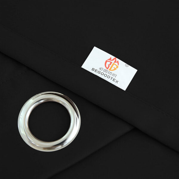 Flame-Resistant-Dimout-Blackout-Curtains-Black-02 Begoodtex® Flame Resistant Dimout Curtains with Silver Grommets, 1 Panel