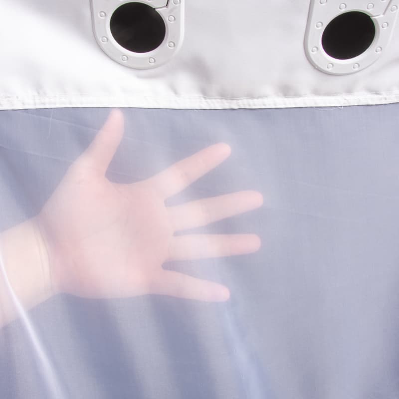 Tejido ignífugo Begoodtex 05011 Cortina de ducha impermeable e ignífuga de poliéster sin ganchos con 10 ojales incorporados | 69 × 45 pulgadas | BS 5867 Type C, ISO 4920