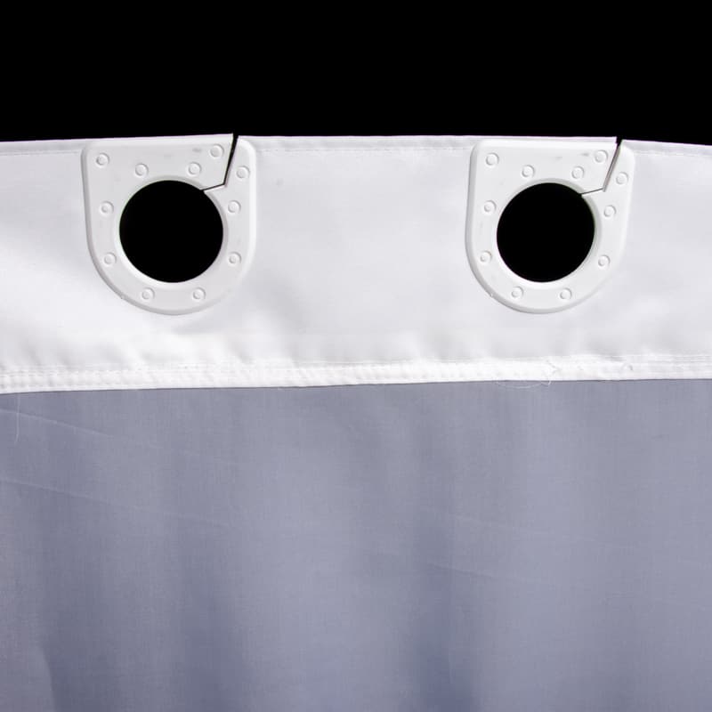 Tejido ignífugo Begoodtex 05014 Cortina de ducha impermeable e ignífuga de poliéster sin ganchos con 10 ojales incorporados | 69 × 45 pulgadas | BS 5867 Type C, ISO 4920