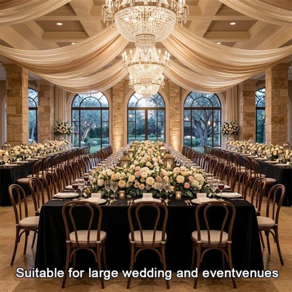 BG-EVTC-BK-01 Flame Retardant Rectangular Polyester Table Cloth For Wedding Dining Party