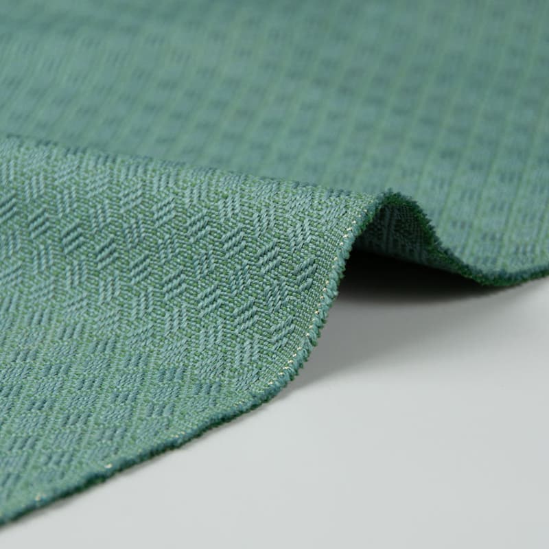 Ignifugé intrinsèquement Begoodtex-05589 Tissu jacquard à petits carreaux vert foncé cadet, ignifugé en permanence et résistant à l'usure, pour ameublement | 390 g/m² | 150 cm | BS 5852 Crib 5