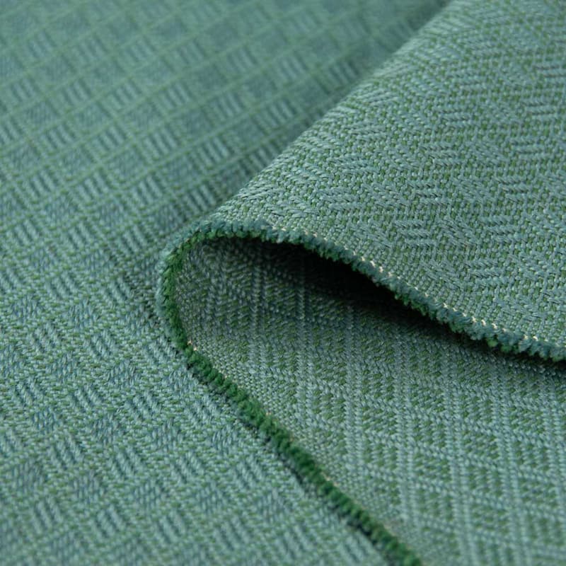 Ignifugé intrinsèquement Begoodtex-05592 Tissu jacquard à petits carreaux vert foncé cadet, ignifugé en permanence et résistant à l'usure, pour ameublement | 390 g/m² | 150 cm | BS 5852 Crib 5