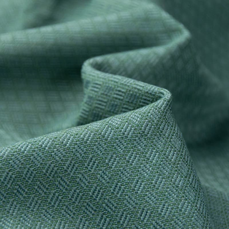 Ignifugé intrinsèquement Begoodtex-05612 Tissu jacquard à petits carreaux vert foncé cadet, ignifugé en permanence et résistant à l'usure, pour ameublement | 390 g/m² | 150 cm | BS 5852 Crib 5