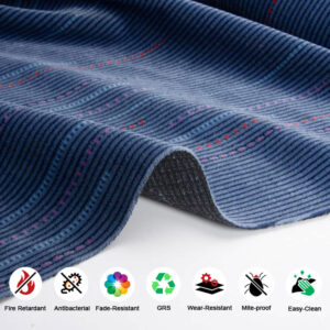 Tessuto di rivestimento in poliestere a coste ignifugo da 350 g/m² per divani commerciali, direttamente dalla fabbrica Tessuto ignifugo Begoodtex 07955 1