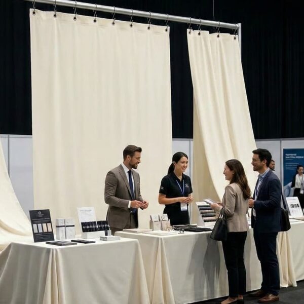 활동 배경 니트 커튼 배경 천 (구리 아일렛 포함) 2 이벤트용 내재적 난연성 폴리에스터 배경막 (NFPA 701 기준 충족, 글로벌 공급업체)