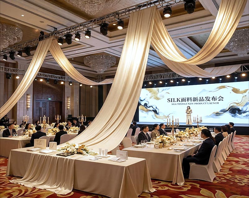 행사용 내재적 난연성 폴리에스터 배경막 (NFPA 701 글로벌 공급업체 2) 활동 배경 니트 커튼 03