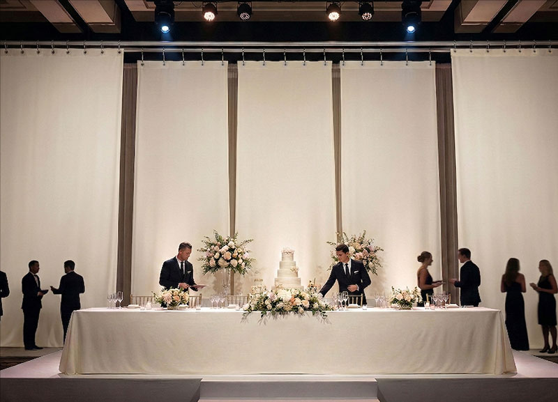 행사용 내재적 난연성 폴리에스터 배경막 (NFPA 701 글로벌 공급업체 3) 활동 배경 니트 커튼 06