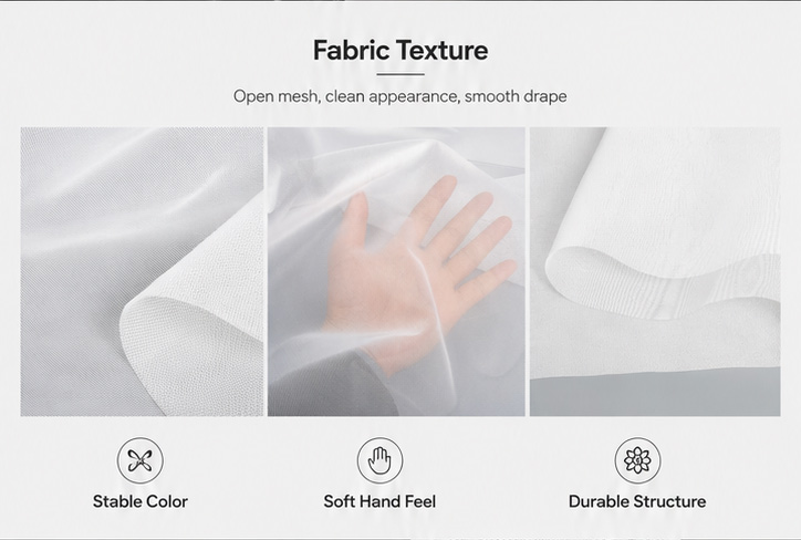 Up to 11.3 Meters Extra Wide 100% Flame Retardant Polyester Scrim Fabric NFPA 701 Factory Price 3 BG F66 2 1