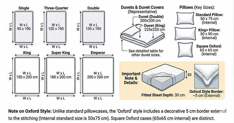 O Guia Definitivo de Roupa de Cama do Reino Unido e dos EUA: Tamanhos, Normas e Regulamentos de Segurança 5 Guia de Tamanhos de Roupa de Cama do Reino Unido