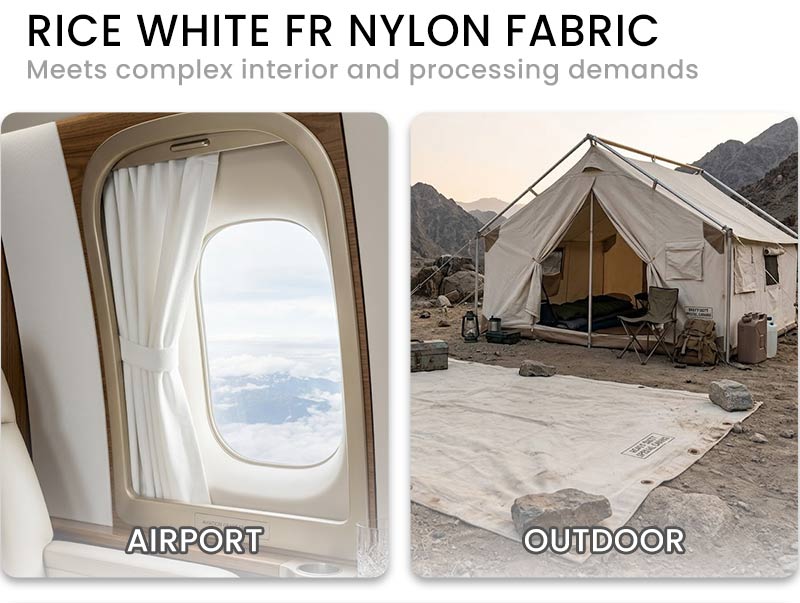 ライスホワイト難燃性ナイロン生地 300 g/m² 航空用 FAR 25.853 バルク購入 2 BG 259 03