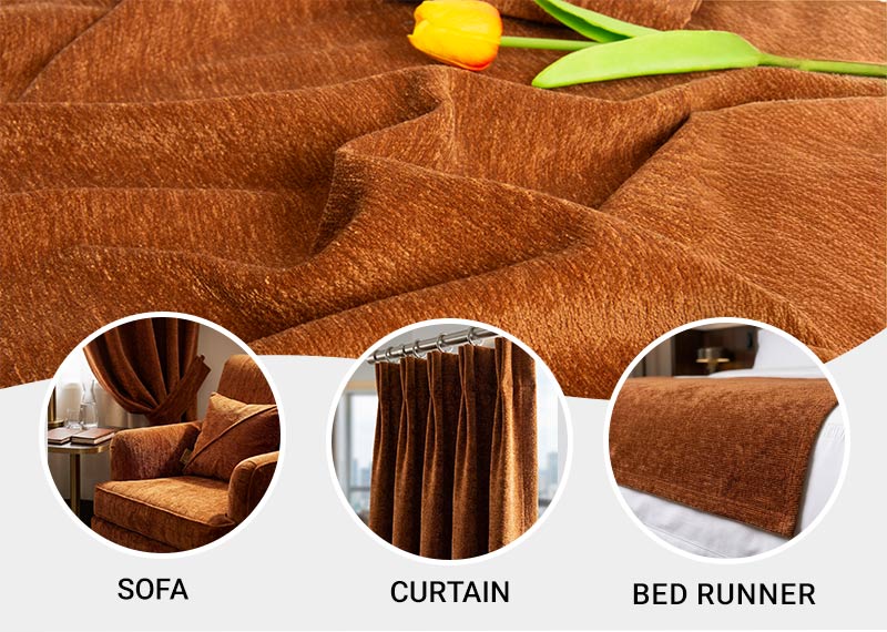 Dope Dyed Chenille Fabric with Inherent Flame Retardancy for Hotel Upholstery 4 Dope Dyed Chenille Fabric with Inherent Flame Retardancy for Hotel Upholstery 3