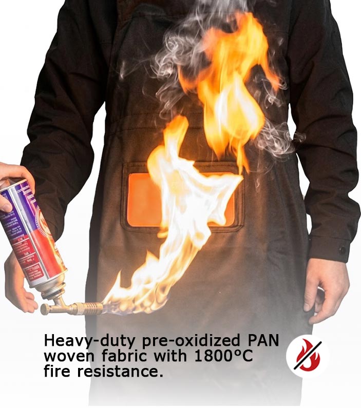 내화 산화 처리된 PAN 앞치마, 2000°C 내열성, EN ISO 11611 산업용품 4 FR 방화 앞치마3