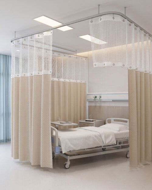 FR Mesh Hospital Cubicle Curtains 3 Detachable Flame Retardant Medical Hospital Curtain Privacy Curtains Cubical Curtain BS 5867 Global Supply