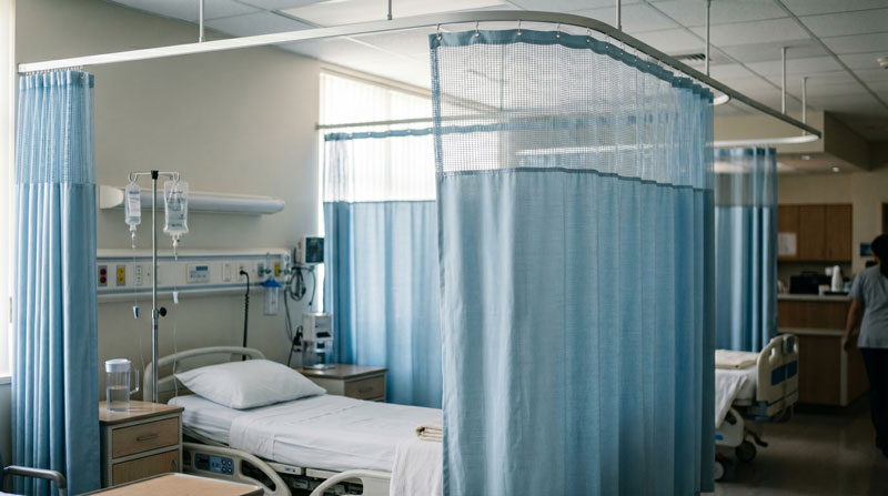 ¿Qué son las cortinas cubiculares? Soluciones de cortinas para hospitales que garantizan privacidad y seguridad 6 Cortina de cubículo de hospital en la sala de pacientes 2