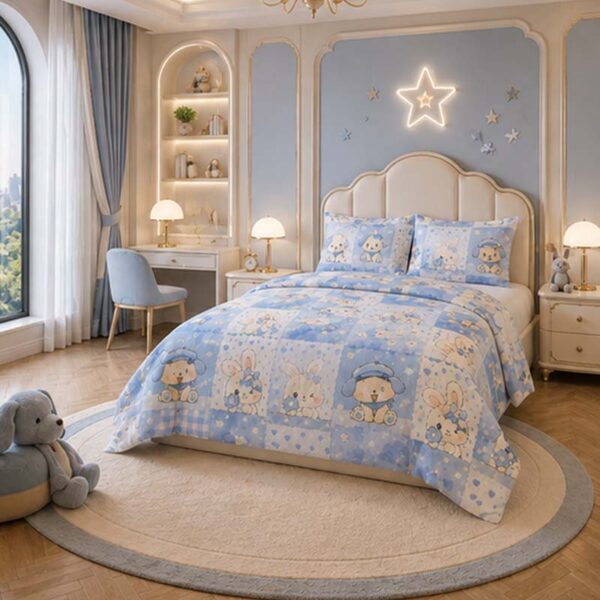 Cute Puppy (2) Flame Retardant Kids Bedding Set Custom Printed Cartoon Pattern OEKO-TEX Standard 100 Bulk Supplier