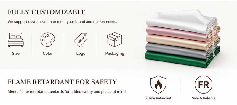 Flame Retardant Polyester Satin Bedding Set BS 5815 Certified Factory Direct 3 Flame Retardant Satin Bedding Set 1 01