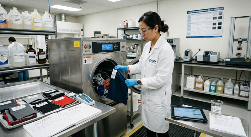 FR vs IV vs DFR vs PFR vs CFR: Uitleg van de afkortingen voor vlamvertragers 3 Laboratoriumtechnicus test de duurzaamheid van de stof