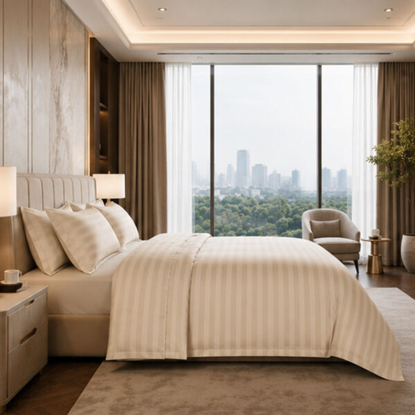 Luxury Striped Bedding Set1 (1) Flame Retardant Striped Bedding Set Hotel Satin OEKO-TEX Wholesale——Luxury Hotel Quality