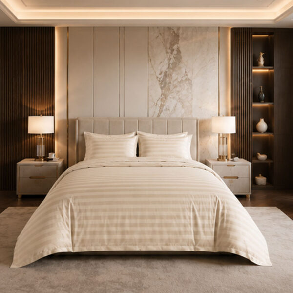 Luxury Striped Bedding Set1 (4) Flame Retardant Striped Bedding Set Hotel Satin OEKO-TEX Wholesale——Luxury Hotel Quality