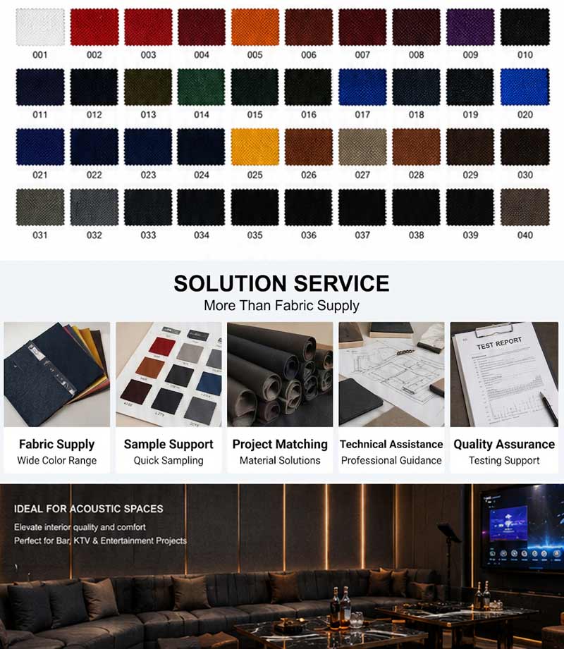 Flame Retardant Acoustic Fabric 350 g/m² GB/T 20286 B1 Bulk Supply 4 PREMIUM ACOUSTIC FABRIC FOR KTVBAR 5