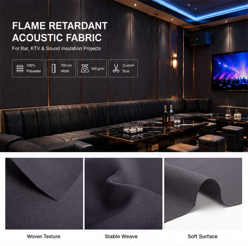 Flame Retardant Acoustic Fabric 350 g/m² GB/T 20286 B1 Bulk Supply 2 PREMIUM ACOUSTIC FABRIC FOR KTVBAR 6