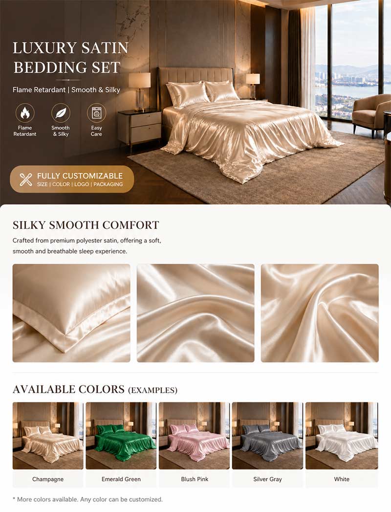 Flame Retardant Polyester Satin Bedding Set BS 5815 Certified Factory Direct 2 Satin Bedding Set 2 1