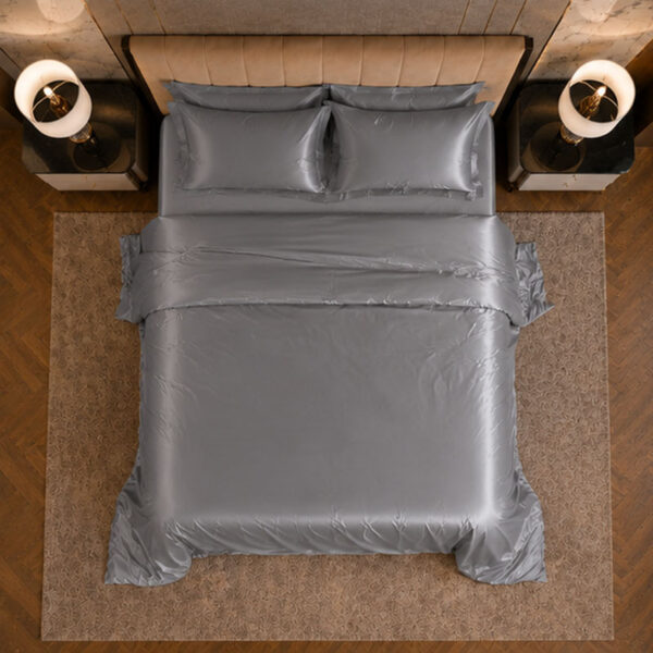 Satin Bedding Set 4 (4) Flame Retardant Polyester Satin Bedding Set BS 5815 Certified Factory Direct