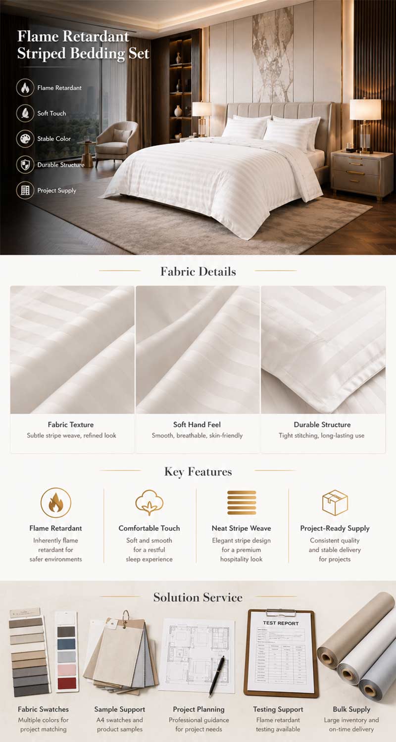 Flame Retardant Striped Bedding Set Hotel Satin OEKO-TEX Wholesale——Luxury Hotel Quality 2 Striped Bedding Set 2