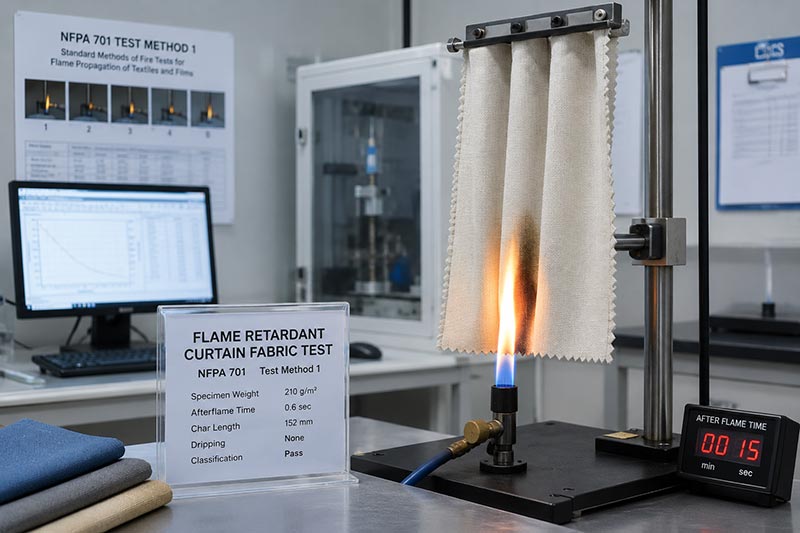Quali standard devono soddisfare le tende ignifughe? 3 Test di tessuti per tende ignifughi in un laboratorio tessile