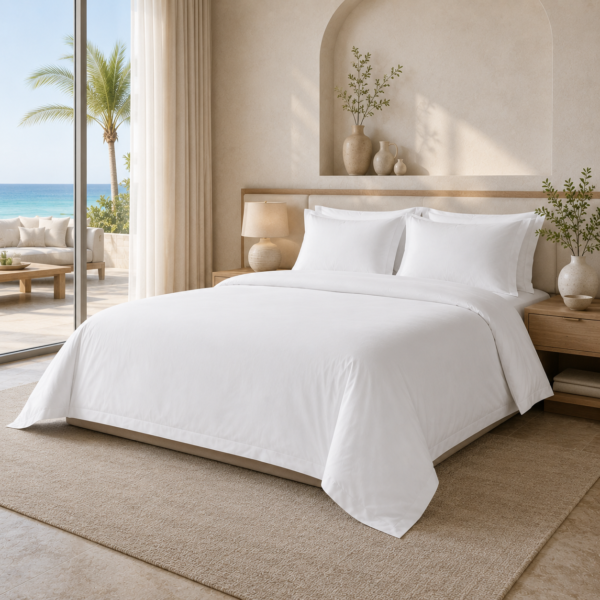 White Cotton Hotel Bedding White Cotton 250TC Hotel Bedding Set OEKO-TEX Standard 100 Bulk Supply