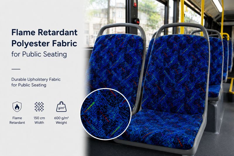 Tissu d'ameublement ignifugé pour sièges de bus, 600 g/m², conforme à la norme FMVSS 302, disponible en vrac pour les fabricants d'équipement d'origine (OEM) Tissu d'ameublement en polyester ignifugé pour sièges 1 3