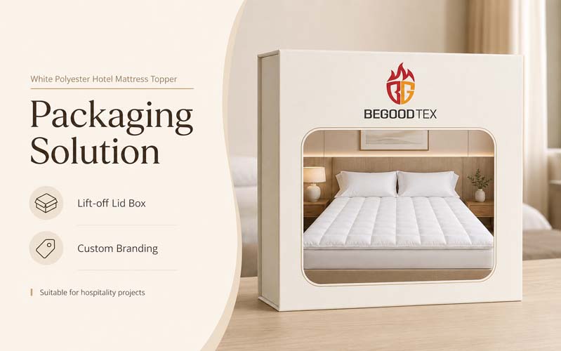 White Polyester Hotel Mattress Topper 200 g/m² OEKO-TEX Standard 100 Support OEM Project Supply 4 Hotel MattressTopper 2