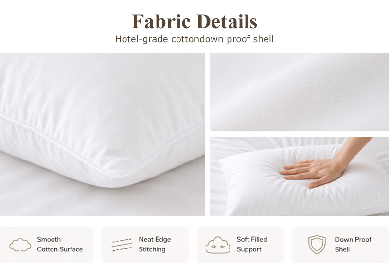 Weißes, daunendichtes Hotelkissen austel , 1100 g, OEKO-TEX®-zertifiziert, Großhandelsmenge 3 Weißes Baumwoll-Daunentel dichtes Hotelkissen 3 1