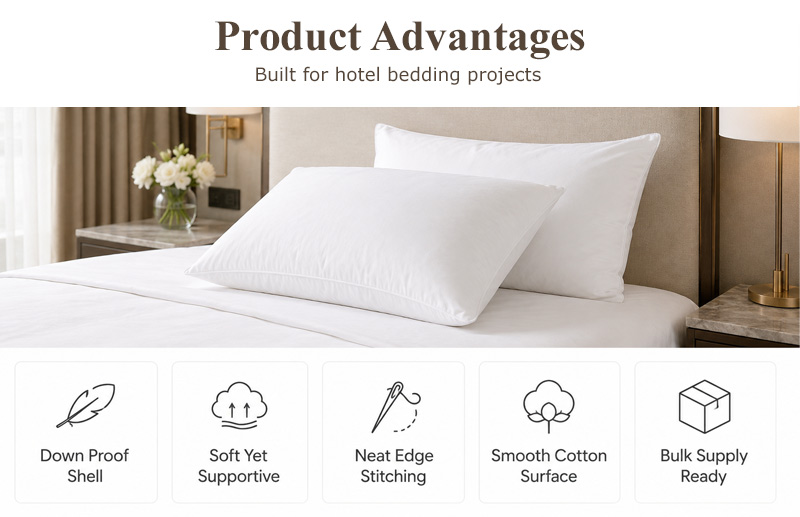 Weißes, daunendichtes Hotelkissen austel , 1100 g, OEKO-TEX®-zertifiziert, Großhandelsmenge 4 Stück Weißes Baumwoll-Daunentel dichtes Hotelkissen 4 1