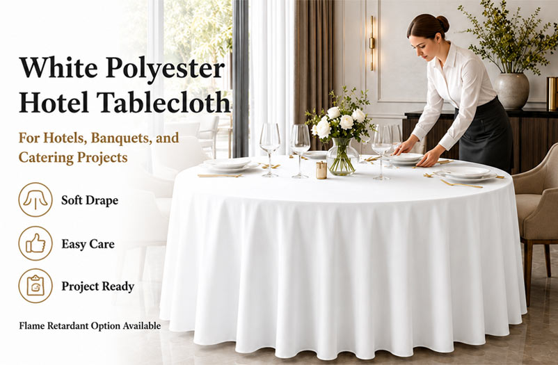 Weiße Polyester-tel für Bankettveranstaltungen, OEKO-TEX®-zertifiziert, Großpackung 2 Stück Weiße Polyester-tel 2