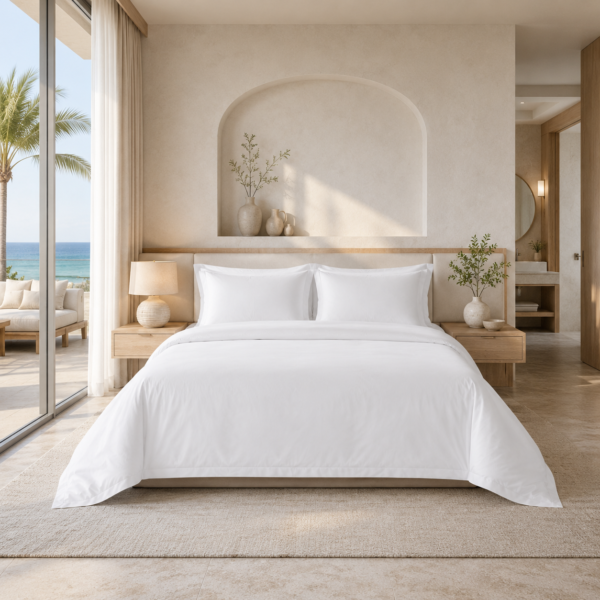 White Cotton Hotel Bedding White Cotton 250TC Hotel Bedding Set OEKO-TEX Standard 100 Bulk Supply