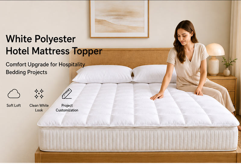 White Polyester Hotel Mattress Topper 200 g/m² OEKO-TEX Standard 100 Support OEM Project Supply 2 详情页 01
