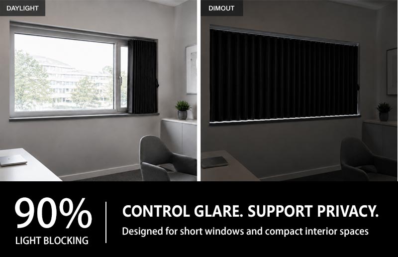 Cortina corta opaca ignífuga para ventanas pequeñas, 90% de bloqueo de luz, poliéster, plisada, suministro personalizado 4 Cortina opaca ignífuga Begoodtex 0 08