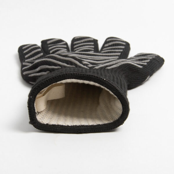 Guantes de cocina oxidados ignífugos Begoodtex-02 Guantes de trabajo resistentes al fuego, oxidados, negros, de punto, con líneas antideslizantes