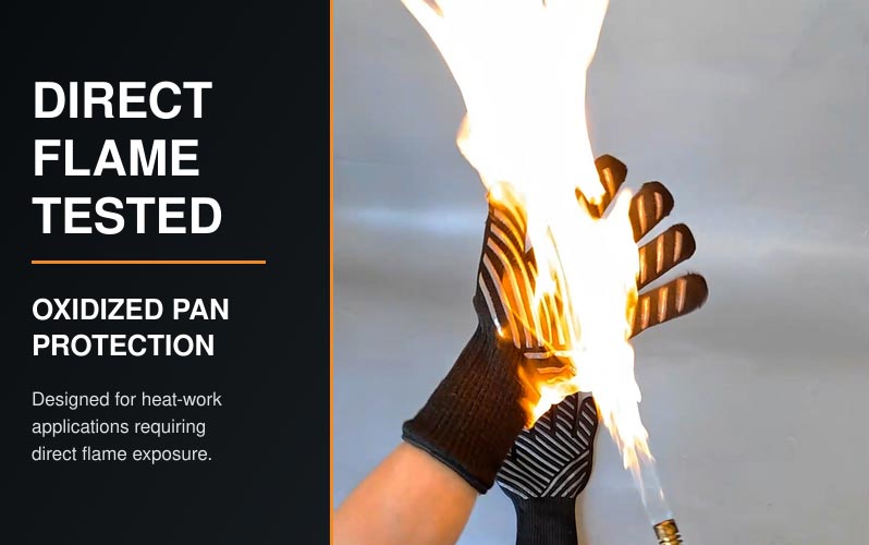 Guantes PAN oxidados ignífugos para trabajos con calor, probados contra llamas directas, colgantes, suministro OEM 4 Guantes para sartenes oxidados ignífugos Begoodtex 0 08