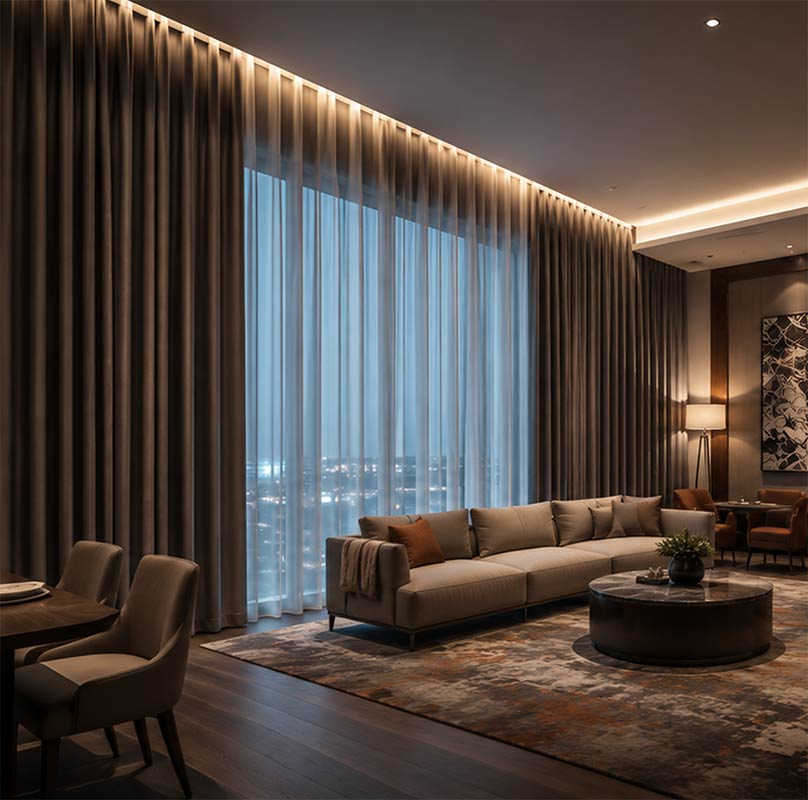 Soluciones de telas para cortinas opacas ignífugas 22 Tela para cortinas opacas de 300 cm de ancho