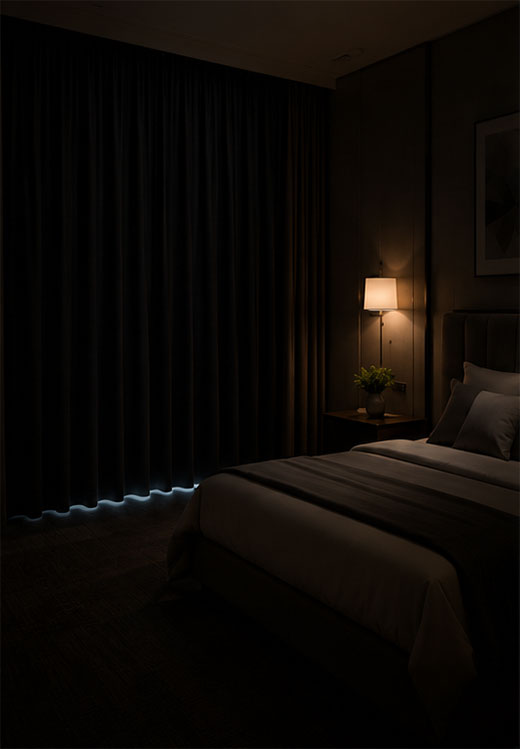 Soluciones de telas para cortinas opacas ignífugas 4 Aplicación de cortinas opacas al 100%