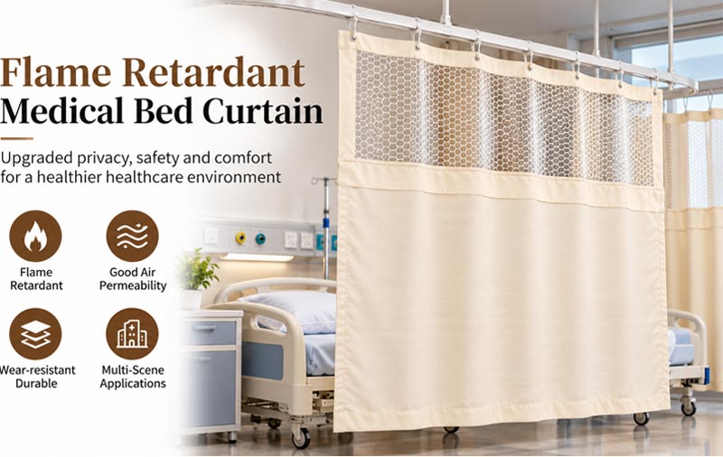 Flame Retardant Detachable Hospital Privacy Curtain with Snap Button Design | Custom Size & Material | BS 5867 Type C 2 flame-retardant-hospital-privacy-curtain