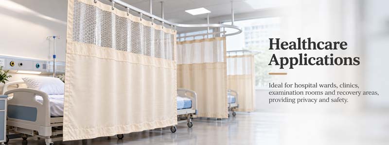 Flame Retardant Detachable Hospital Privacy Curtain with Snap Button Design | Custom Size & Material | BS 5867 Type C 6 flame-retardant-hospital-privacy-curtain