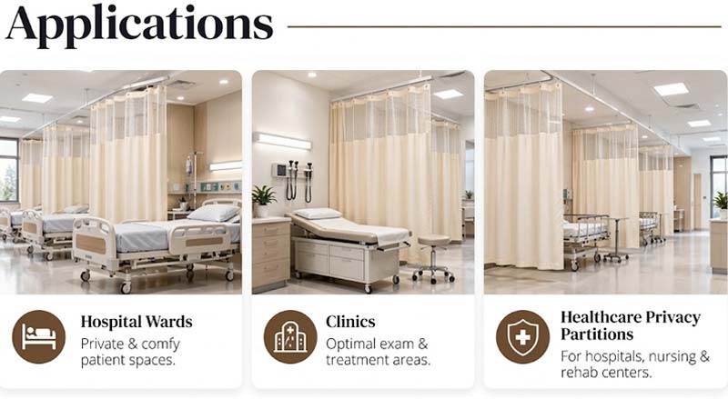 Flame Retardant Detachable Hospital Privacy Curtain with Snap Button Design | Custom Size & Material | BS 5867 Type C 8 flame-retardant-hospital-privacy-curtain