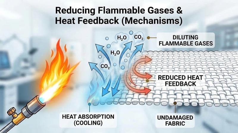 Cooling and fuel gas dilution mechanism of flame retardant textile under fire exposure