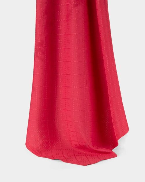 Permanente vlambestendige jacquardstof in rood voor gordijnen, 150 cm breed, 100% polyester