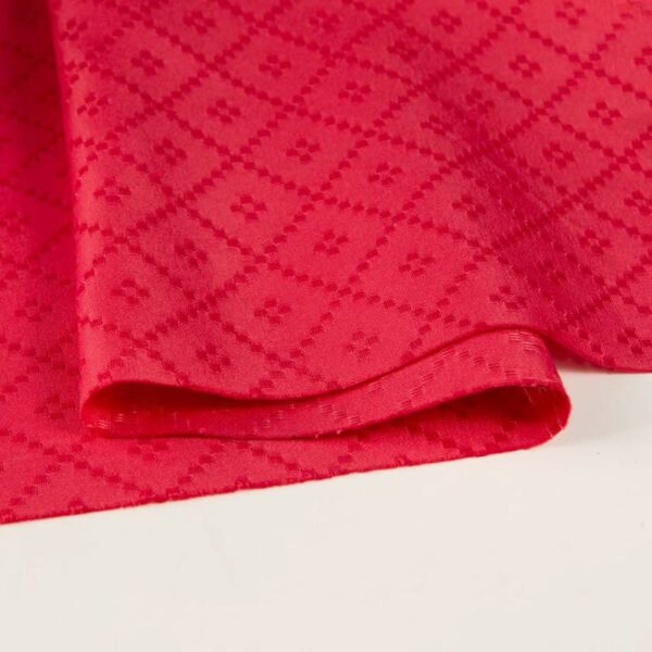 Tecido Jacquard Permanente Resistente a Chamas em Vermelho para Cortinas, 150cm de Largura, 100% Poliéster