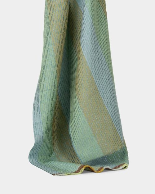 Permanent Flame Resistant Yarn Dyed Jacquard Fabric in yellow-green for Curtains, 280cm Width, 100% Polyester